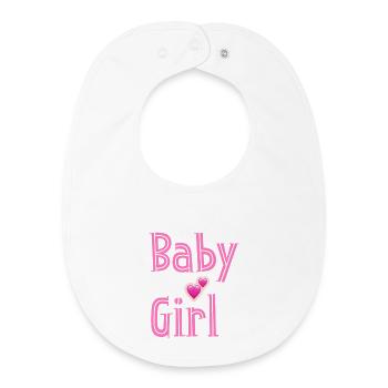 Baby Girl Pink Hearts Design - Baby Organic Bib - white - Front