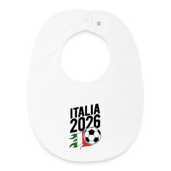 Italia 2026 Fußball Flamme mit Flagge - Baby Organic Lätzchen - Weiß - Vorne