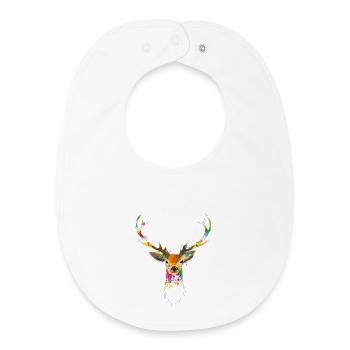 Colorful Deer Head – Watercolor & Graffiti Design - Baby Organic Bib - white - Front