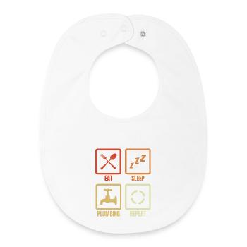 Manger, dormir, plomber, répéter - Bavoir bébé bio - blanc - Devant