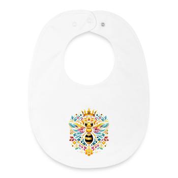 Vibrant, colorful queen bee motif - Baby Organic Bib - white - Front