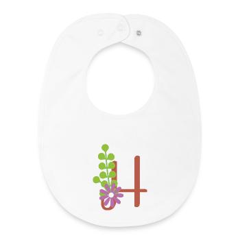 Elegant letter 'H' with flowers - Baby Organic Bib - white - Front