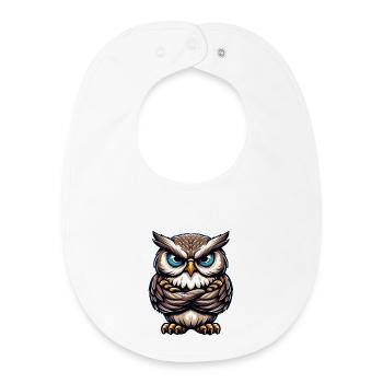 Grumpy Owl - Baby Organic Bib - white - Front