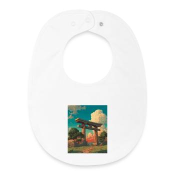 Coucher de soleil derrière la porte traditionnelle Torii - Bavoir bébé bio - blanc - Devant