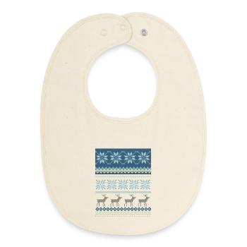 Sparkling Winter Scene - Baby Organic Bib - soft Ecru - Front