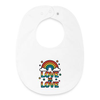 Bunter Regenbogen mit Liebesbotschaft - Baby Organic Lätzchen - Weiß - Vorne