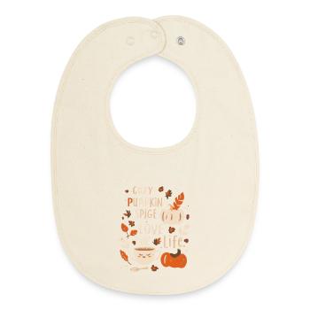 Autumnal Pumpkin Cozy Print Pumpkin Design - Baby Organic Bib - soft Ecru - Front