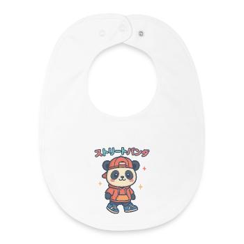 Street Panda Pullover Hoodie - Baby Organic Bib - white - Front