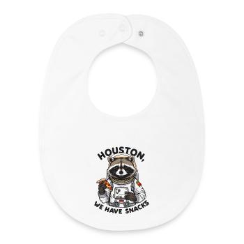 Waschbär Astronaut Houston We Have Snacks - Baby Organic Lätzchen - Weiß - Vorne