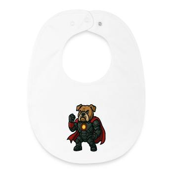 Bouledogue super-héros blindé avec cape dessin animé - Bavoir bébé bio - blanc - Devant