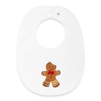 Gingerbread man with red ribbon and plaster - Baby Organic Bib - white - Front