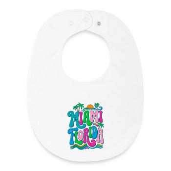 Miami, Florida – Groovy Beach Retro 70er - Baby Organic Lätzchen - Weiß - Vorne