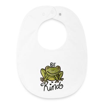 Design aquarelle Be Kind Frog - Bavoir bébé bio - blanc - Devant