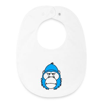 Grimmiger blauer Affenkopf - Baby Organic Lätzchen - Weiß - Vorne