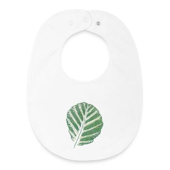 Feuille Erle / Impression d’art originale - Bavoir bébé bio - blanc - Devant