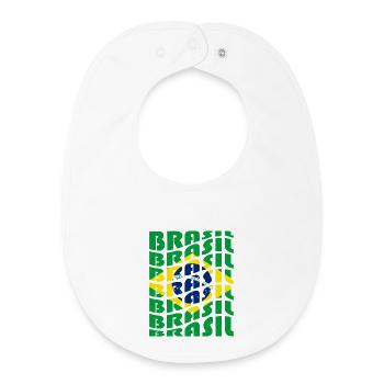Drapeaux à lettrage brésilien - Bavoir bébé bio - blanc - Devant