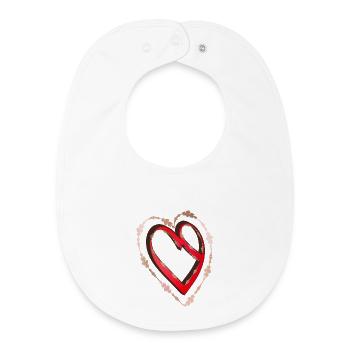 nostalgic red calligraphy heart - Baby Organic Bib - white - Front