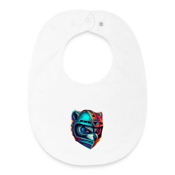 Panda cyborg casque néon - Bavoir bébé bio - blanc - Devant