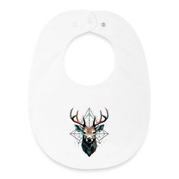 Geometric deer with geometric patterns - Baby Organic Bib - white - Front