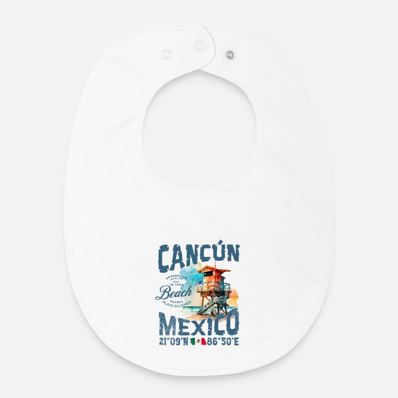 Horizon de Cancun à la Plage - Bavoir bébé bio - blanc