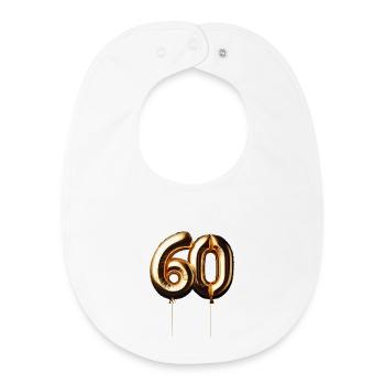 60 Years Gold Balloon Foil Balloon Gift - Baby Organic Bib - white - Front
