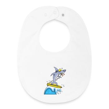 Shark and surfing - Baby Organic Bib - white - Front