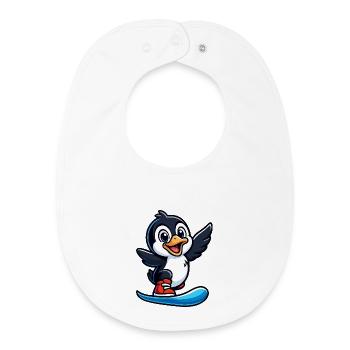Surfeur pingouin cool à la fête de la piscine - Bavoir bébé bio - blanc - Devant