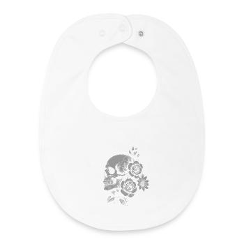 Crâne floral gothique avec des roses - Bavoir bébé bio - blanc - Devant