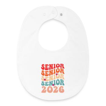 Senior 2026 T-shirt floral rétro - Bavoir bébé bio - blanc - Devant