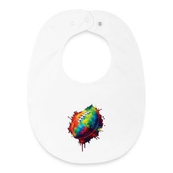 Balle de Rugby - Design Sport Coloré pour Fans  - Bavoir bébé bio - blanc - Devant