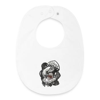 Black White Flower Spiral - Baby Organic Bib - white - Front