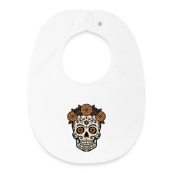 Vibrant DiaMuertos motif - Baby Organic Bib - white - Front