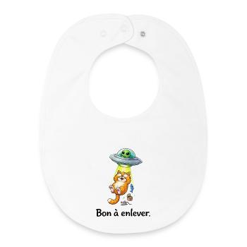 Cat abducted by a UFO and absurd fun humor - Baby Organic Bib - white - Front