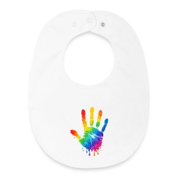 Colorful Handprint Watercolor Design - Baby Organic Bib - white - Front