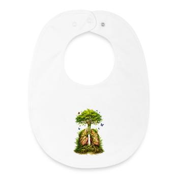 L’arbre pousse à partir de poumons verts - Bavoir bébé bio - blanc - Devant