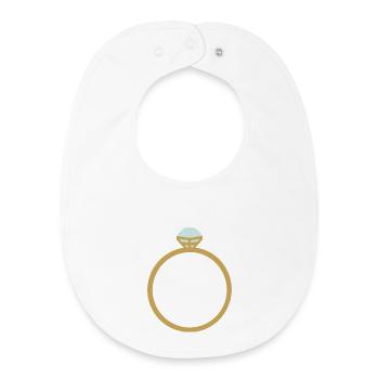 Icône de bague en or avec diamant - Bavoir bébé bio - blanc - Devant