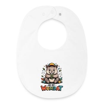 Colorful Wombat Cartoon with Leaves - Baby Organic Bib - white - Front