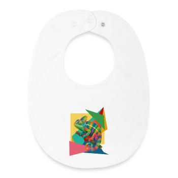 Art géométrique caméléon coloré - Bavoir bébé bio - blanc - Devant