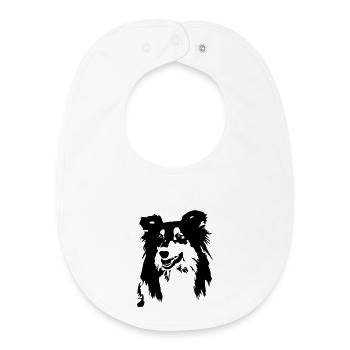 Collie Kopf - Baby Organic Lätzchen - Weiß - Vorne