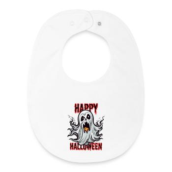 Haunted Ugly Halloween Ghosts Illustration - Baby Organic Bib - white - Front
