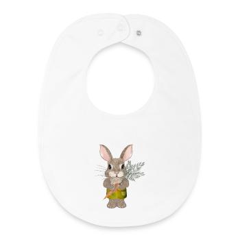 cute rabbit with carrot and shorts - Baby Organic Bib - white - Front