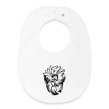 🖤 Stylish Rooster Head – Sketching Design - Baby Organic Bib - white - Front