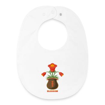 Blossom Flower Pot – Vibrant Floral Splendour - Baby Organic Bib - white - Front