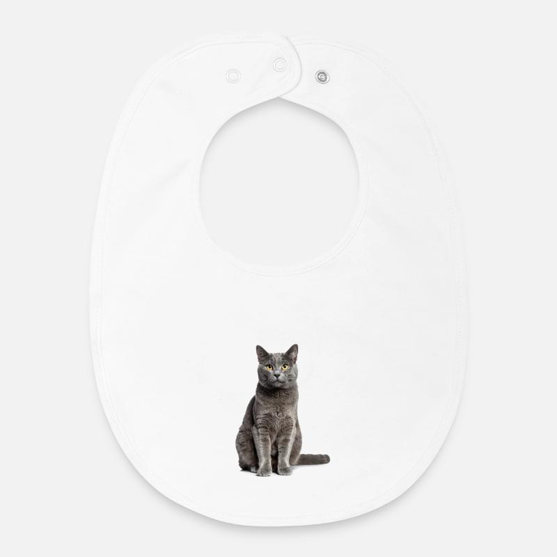 Grey Cat – Doux, élégant et à tomber amoureux ! - Bavoir bébé bio - blanc