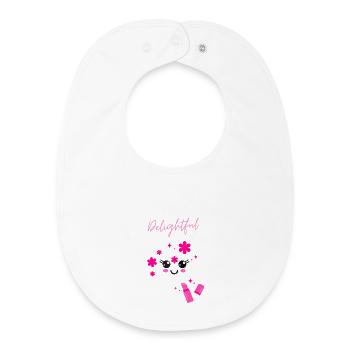 Délicieux avec un joli rouge à lèvres kawaii pour le visage - Bavoir bébé bio - blanc - Devant