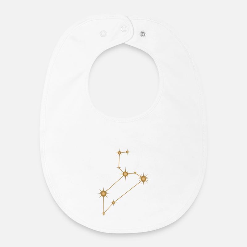 Constellation d’étoiles Signe de naissance du zodiaque Lion Doré - Bavoir bébé bio - blanc