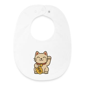 Maneki Neko Fortune Coin - Baby Organic Bib - white - Front