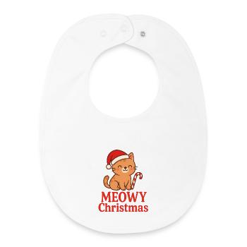 Meowy Christmas Funny Cat Christmas Design - Baby Organic Bib - white - Front