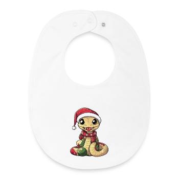 Schlange Kobra Weihnachten - Baby Organic Lätzchen - Weiß - Vorne
