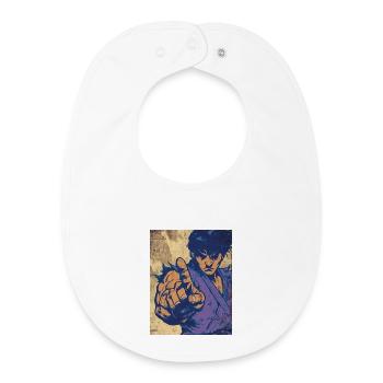 Fighting Hero in Pop Art Blue - Baby Organic Bib - white - Front